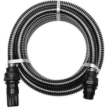 VidaXL Zuigslang 10 meter met koppelingen 22 mm zwart