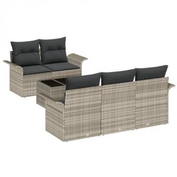 Canapé extérieur 6 pièces Gris Clair Poly Rotin – Vidaxl