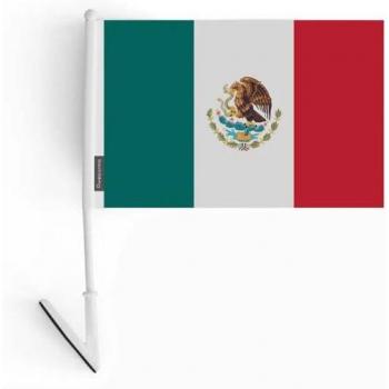 Lightweight 14×21 cm Mexican Flag Stickers – Polyester, Durable, Front & Back