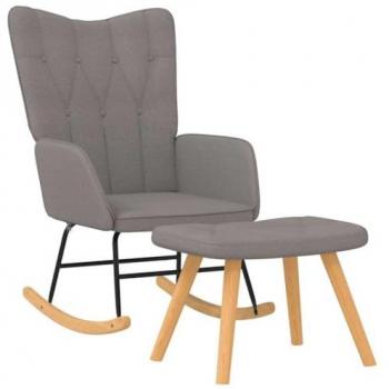 Silla mecedora con reposapiés tela gris taupe vidaXL