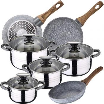 Batería de cocina San Ignacio Dina 8 piezas con juego de sartenes