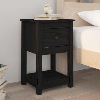 Vidaxl Pine Bedside Cabinet Black 40x35x61.5 cm