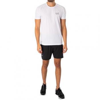 EA7 Emporio Armani Herren Set: T-Shirt und Shorts mit Rückendruck, Weiß, Größe XL