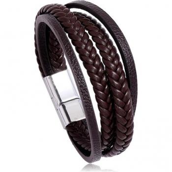 Bracelet en cuir tressé rock pour homme