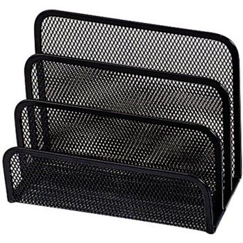 Letter Tray with Filing Compartments, Black