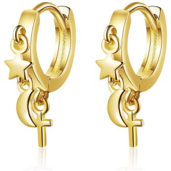Silver Color Moon and Star Women's Earrings