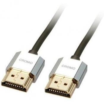 Lindy 41672 Cavo Slim HDMI High Speed, 2 m, Cromo