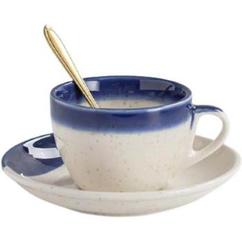 Retro Ceramic Coffee Cup Set with Saucer and Spoon for Home Office J496