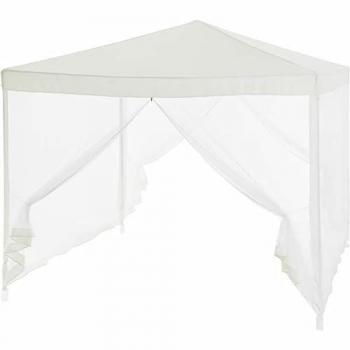 Tonnelle jardin 3x3 m – 4 moustiquaires – Acier + Polyester (140 g) – Blanc