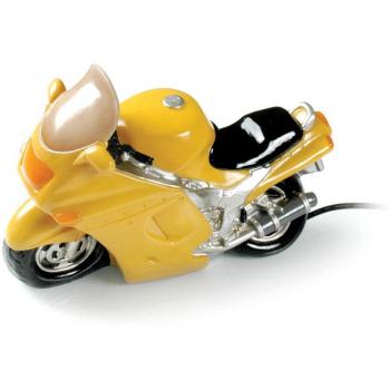 Gelbe Tischlampe für Motorradfans