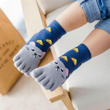 Boys and Girls Cotton Animal Five Finger Socks
