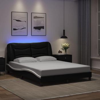 Vidaxl Black and White LED Bed Frame without Mattress