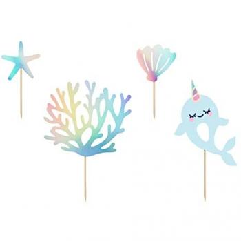 Decorazioni a Tema Narvalo 10-15,5 cm (4 Pezzi)