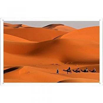 Cartel vintage de hojalata Caravan Desert Camels 20x30cm