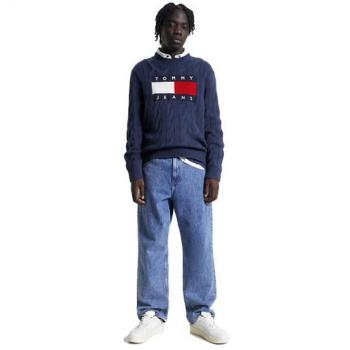 Tommy Jeans Essential Flag Maglione Girocollo a Trecce