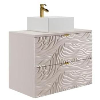 Meuble de salle de bain contemporain suspendu avec vasque carrée