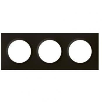 Plaque carrée dooxie 3 postes noir matte