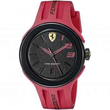 Ferrari Scuderia FXX Herren 46 mm Rotes Silizium-Armband – Glas‑Uhr