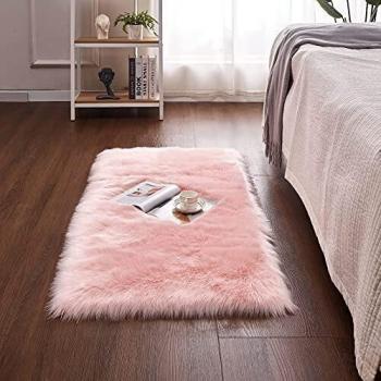 Cumay Tappeto Imitazione Lana, Lunga Pelliccia Morbida, Rosa, 70x135cm