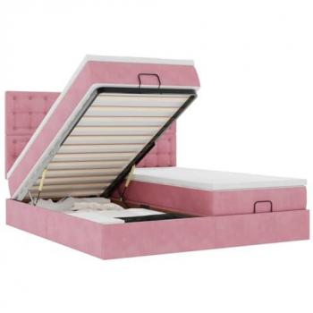 Cama Otomana en Rosa con Estructura 200x200 cm (VidaXL)