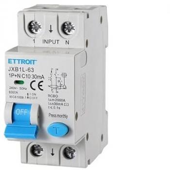 ETTROIT Disjoncteur 1P+N 10A 6kA 30mA 220V 2 Modules DIN