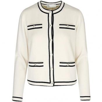 Samtige Kendra-Strickjacke in Creme – Tory Burch, Größe S