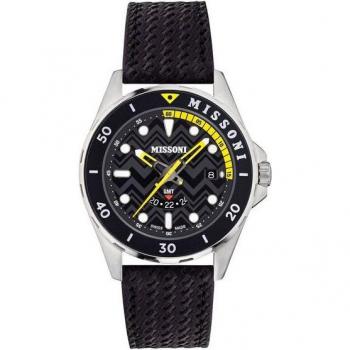 Sporty GMT Black Watch for Men – Missoni One‑Size