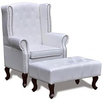 Sillón con descanso para pies blanco