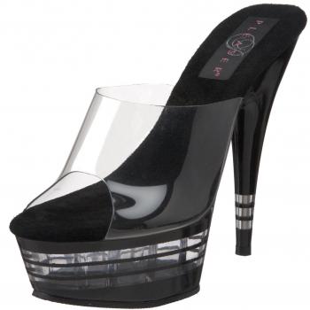 Pleaser DELIGHT-601LN, Damen Plateau Sandalen, Schwarz