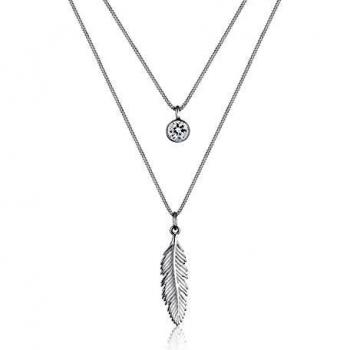 Elli Kette 0109660216 – Feder und Kristalle, 925er Silber