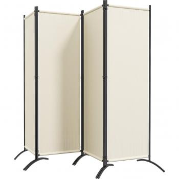 Outdoor‑Schattenwandelement 221×172 cm – 4‑Paneel-Polsterparavent, creme, 180 g/m² Polyester