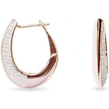 Pendientes Luxenter de aro ovalado en plata Ley 925m con baño de oro rosa y circonitas colección Zhul