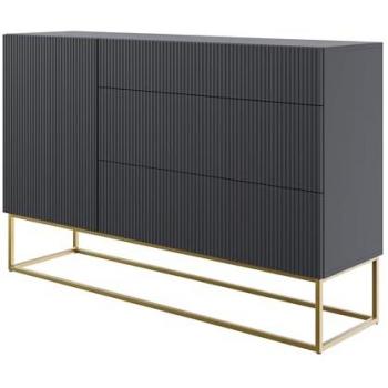 Veldio Selsey Sideboard Kommode – 140 cm, schwarz, goldenes Gestell