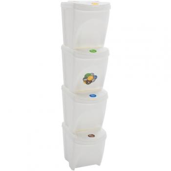 Conteneur à déchets empilable vitaXL 100 L, blanc