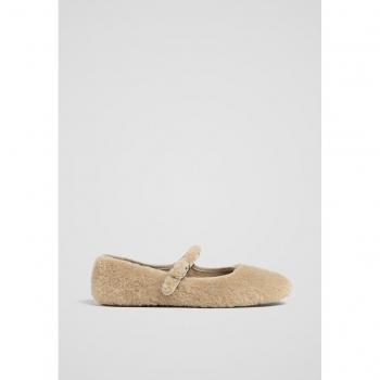 Beige Stradivarius Faux Fur Flats