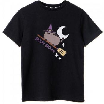 Halloween Pusheen T-Shirt Giovane Donna 9‑10 Anni, Maniche Corte, Nero
