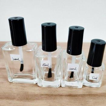 Empty Glass Containers for Nail Polish, 5 Pack with Brush (5ml, 10ml, 15ml Options)