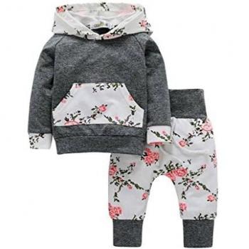 Conjunto Otoño Dragon868, Sudadera Floral y Pantalones para Niños y Niñas (0-6M)