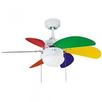 Ventilador de Techo AC Tabit 1xE27 para Estancias Pequeñas de Acero y Difusor de Cristal