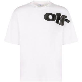 Off-White Men's Large Cotton T-Shirt with Logo Print
