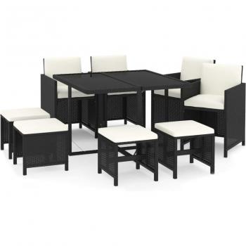 Arredo Esterno: Mobili da Pranzo + Cuscini in Resina Nera