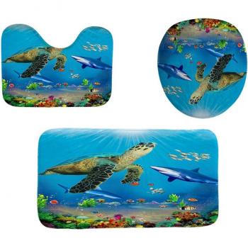 Tapis de salle de bain et housse de siège de toilette antidérapants 3 pièces T9