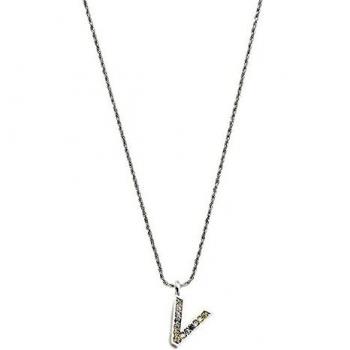 Collar Pertegaz INICIALES mujer 41 cm. metal rodiado inicial V 1.5 cm. circonitas