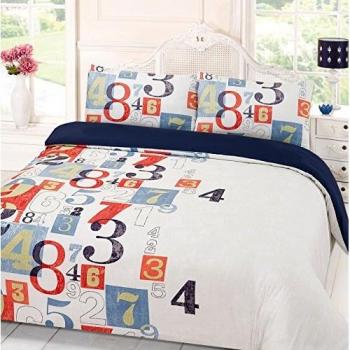 Dreamscene Digit Duvet Bedding Set with Pillowcases, Blue, Double