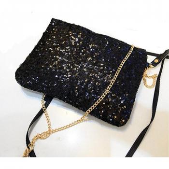 Women’s Glitter Evening Bag with Detachable Chain Strap