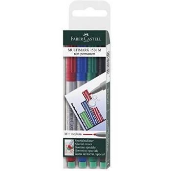 Lot de 4 feutres universels « Multimark 1526 S Permanent » de Faber-Castell, dont la couleur est : noir