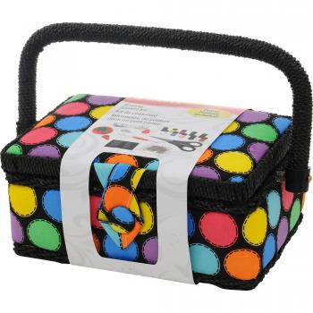 Singer 7.25 x 3.5 x 5-Inch Sewing Basket in Bright Dots