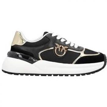 Pinko Women's Black Leather Lace-Up Sneakers