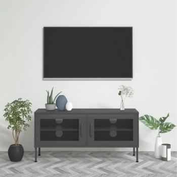 Rack de TV em Aço Antracite 105x35x50 cm