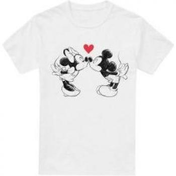 XL Mickey & Minnie Valentine Kiss Graphic Top – White